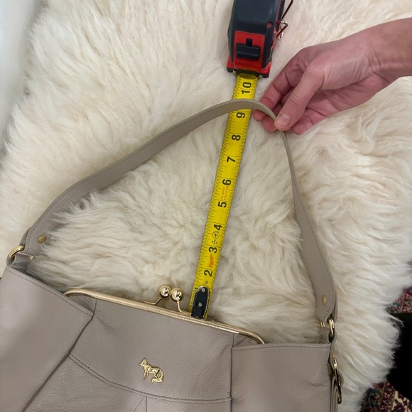 Emma Fox Taupe Leather Shoulder Bag with Gold Accents - Picture 11 of 11